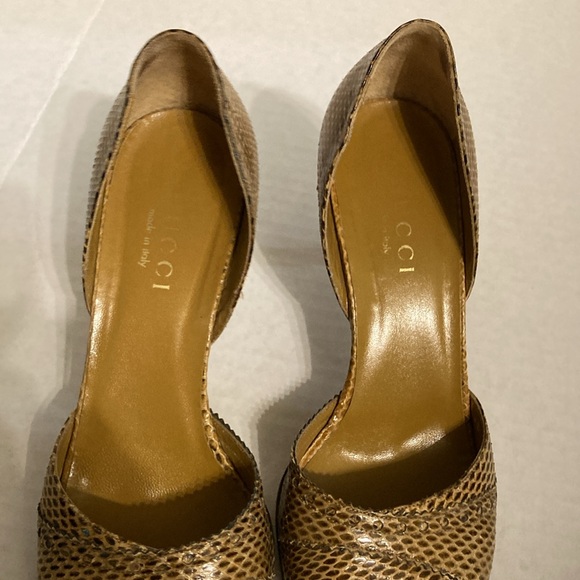 Gucci snakeskin D’orsay open toe heels size 8B - Picture 3 of 16